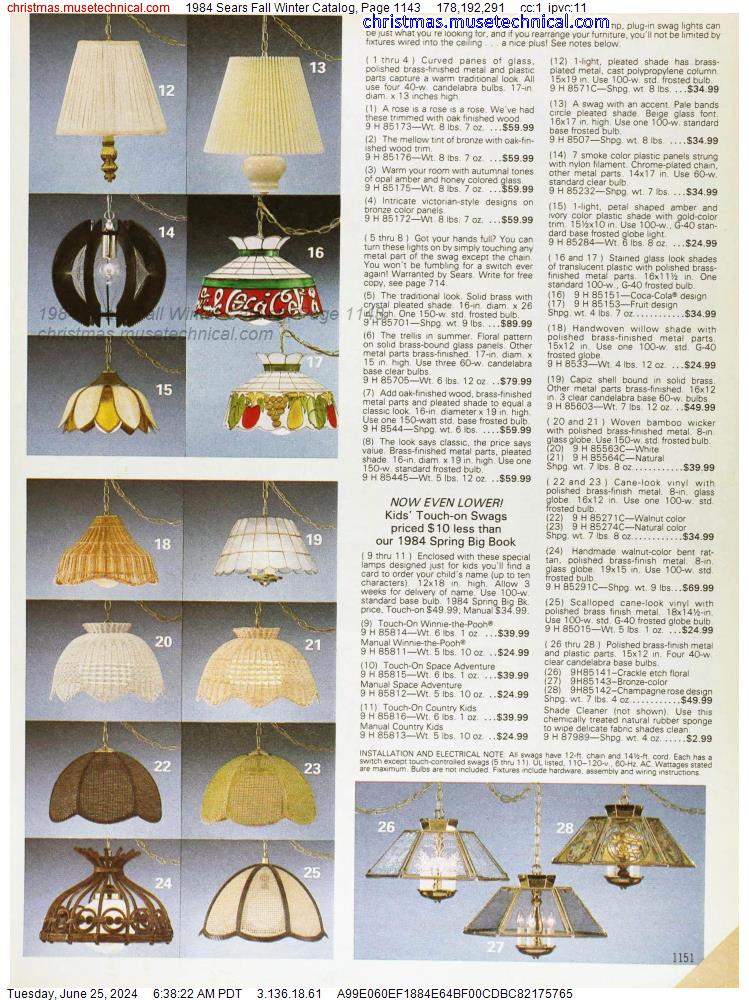 1984 Sears Fall Winter Catalog, Page 1143