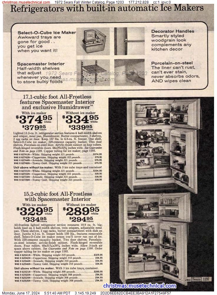 1972 Sears Fall Winter Catalog, Page 1203