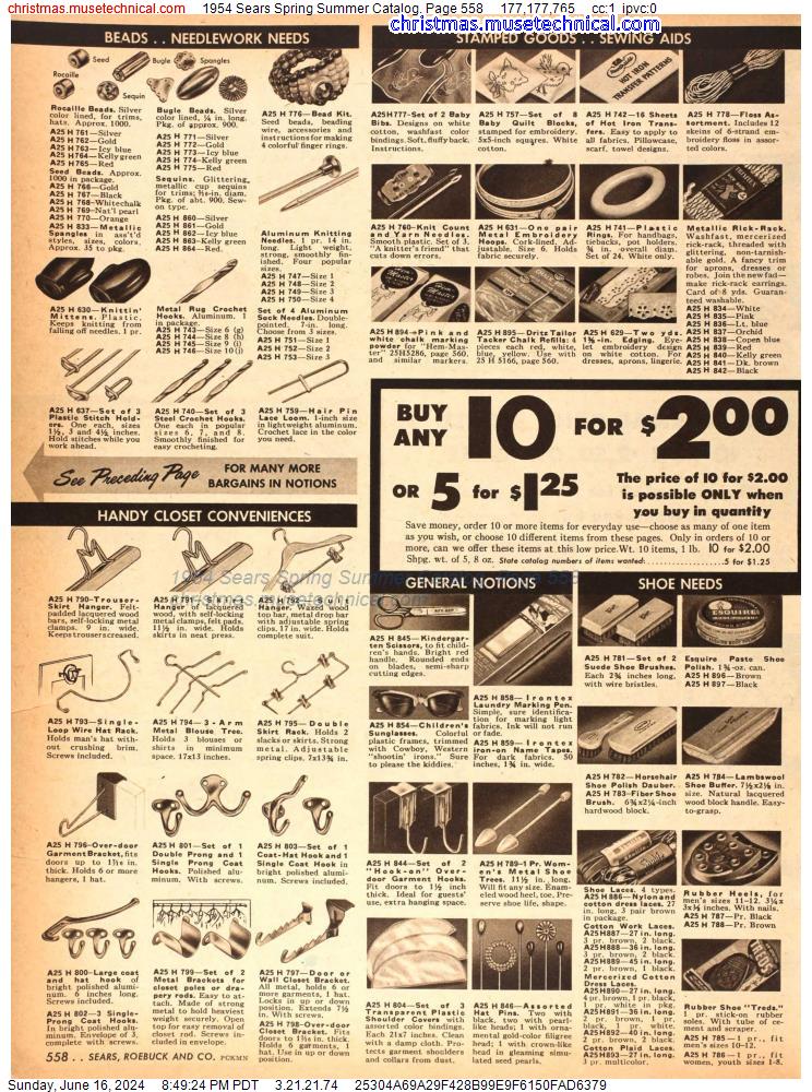 1954 Sears Spring Summer Catalog, Page 558