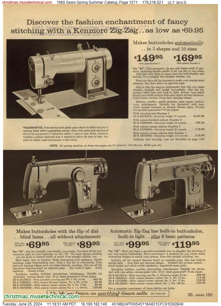 1965 Sears Spring Summer Catalog, Page 1271
