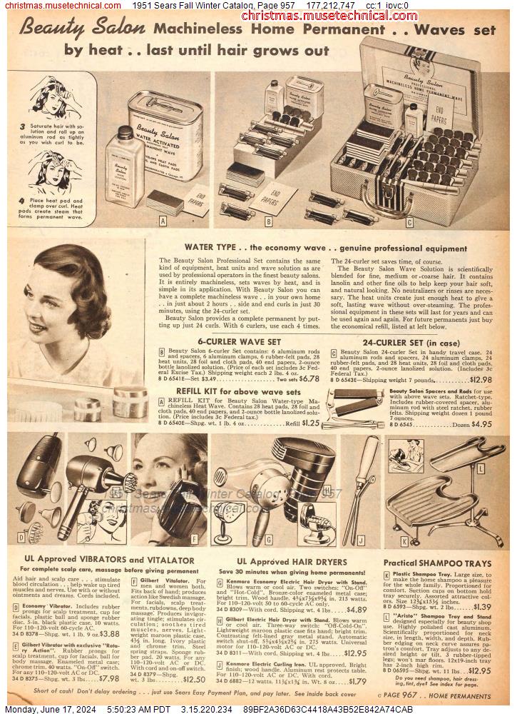 1951 Sears Fall Winter Catalog, Page 957