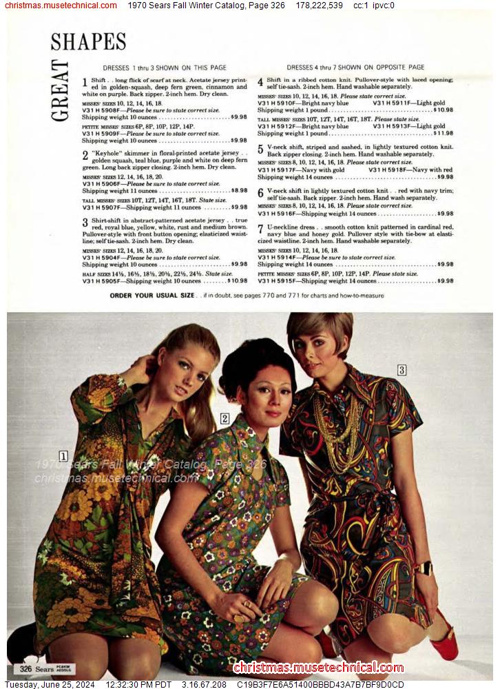 1970 Sears Fall Winter Catalog, Page 326