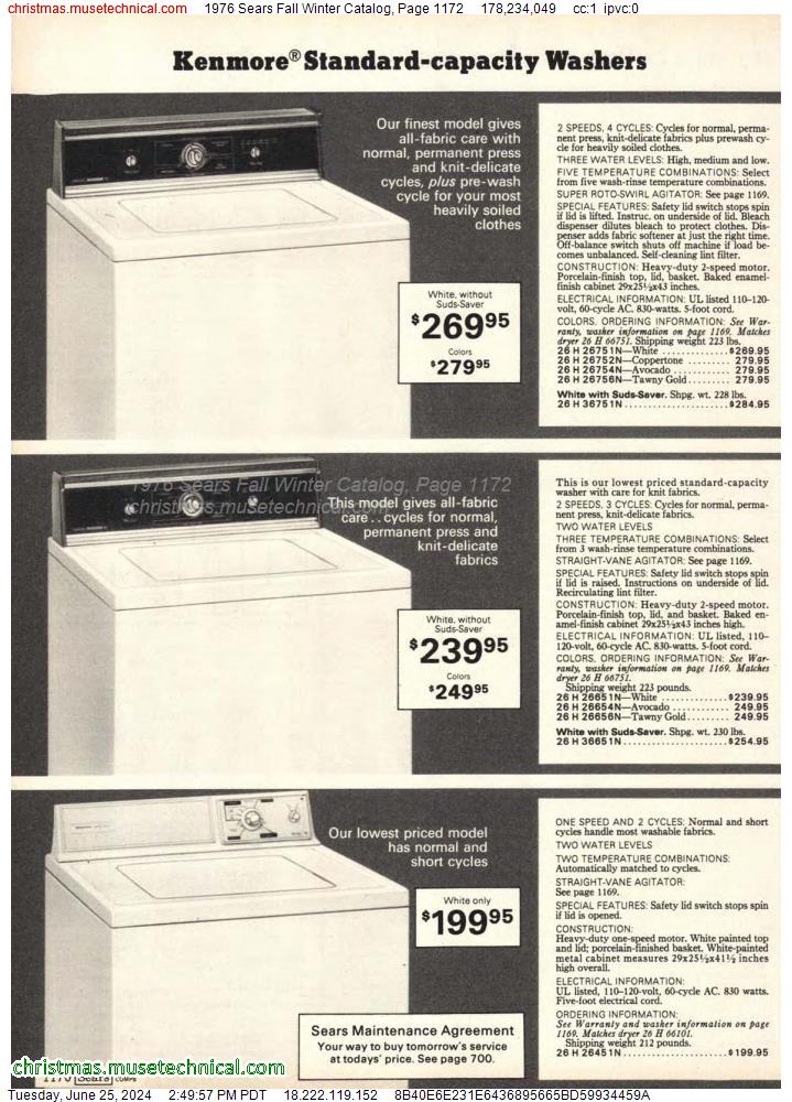 1976 Sears Fall Winter Catalog, Page 1172