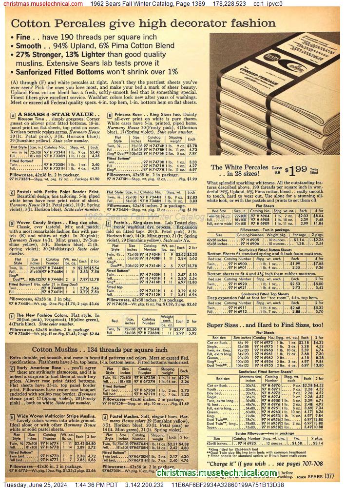 1962 Sears Fall Winter Catalog, Page 1389