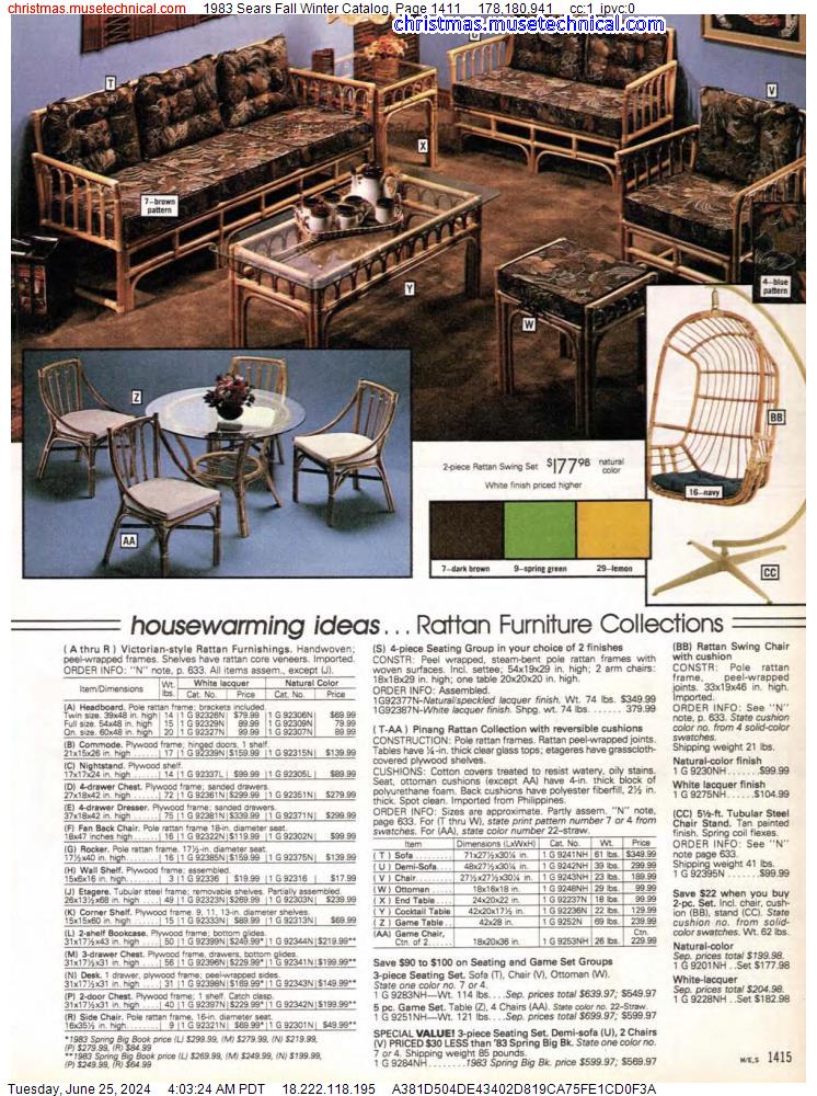 1983 Sears Fall Winter Catalog, Page 1411