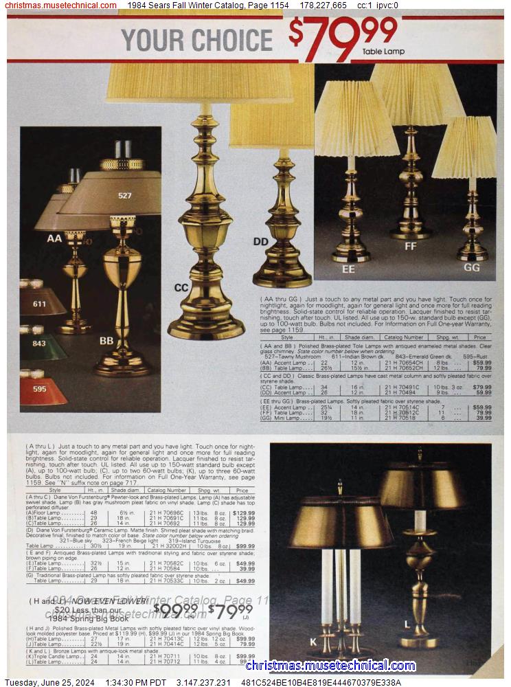 1984 Sears Fall Winter Catalog, Page 1154