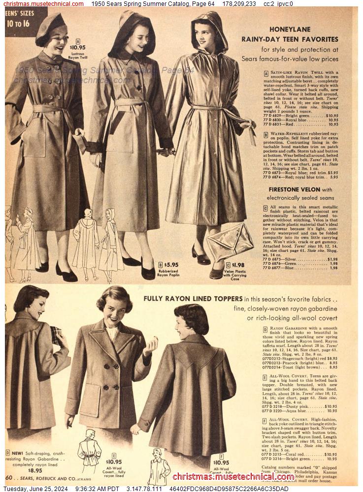 1950 Sears Spring Summer Catalog, Page 64