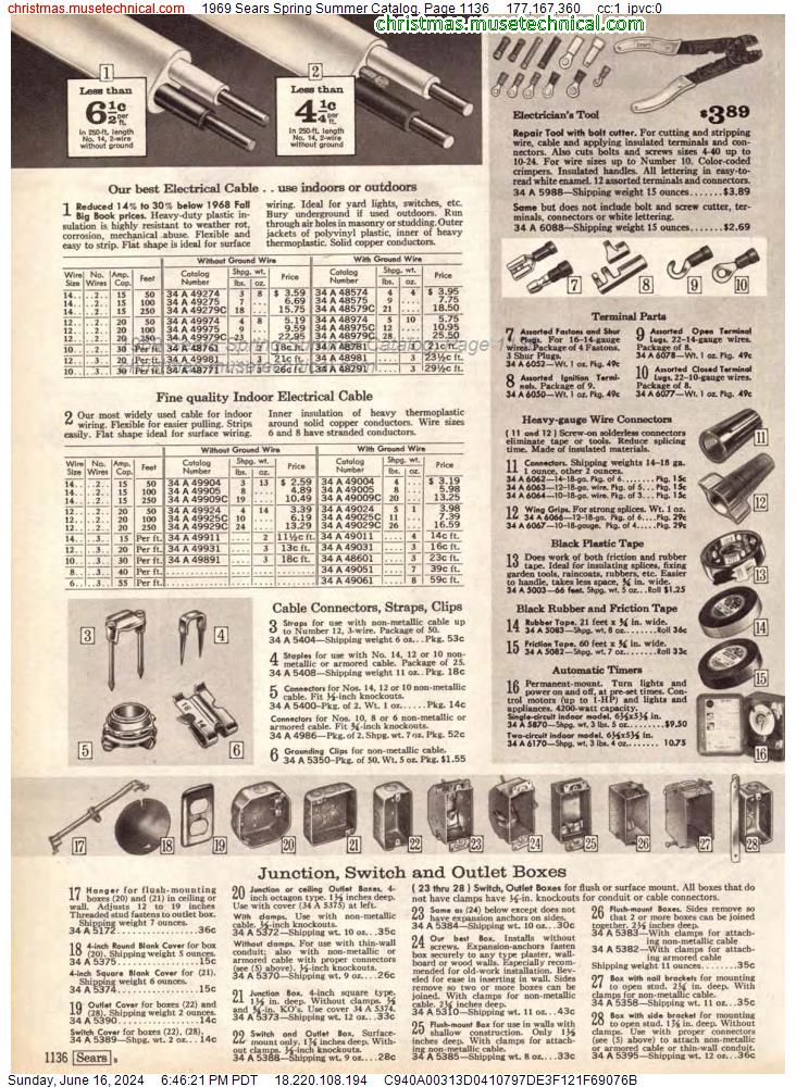 1969 Sears Spring Summer Catalog, Page 1136