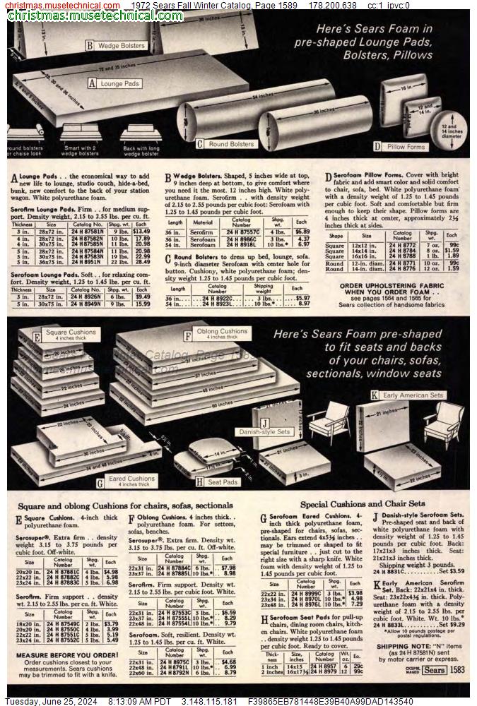 1972 Sears Fall Winter Catalog, Page 1589