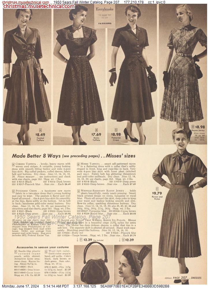 1950 Sears Fall Winter Catalog, Page 207