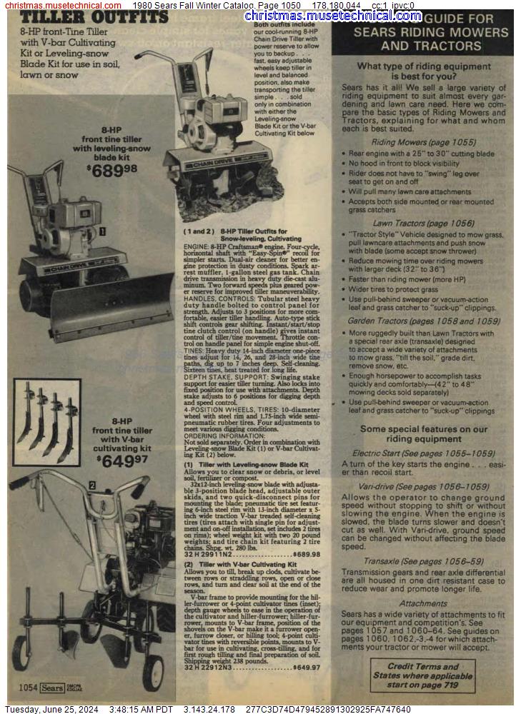 1980 Sears Fall Winter Catalog, Page 1050
