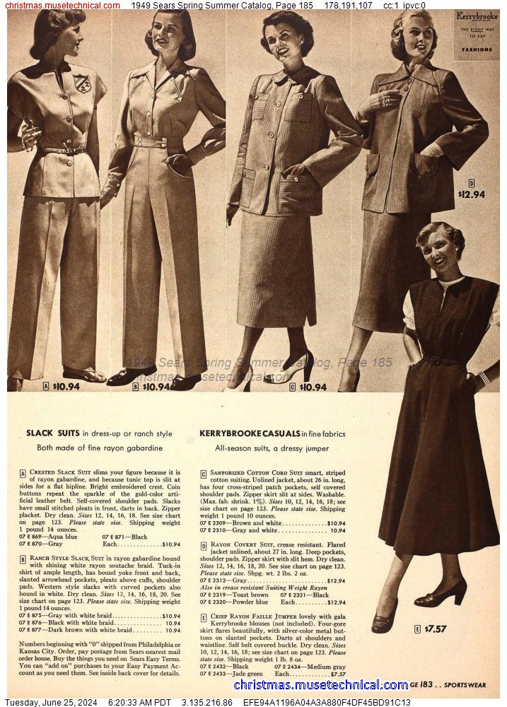 1949 Sears Spring Summer Catalog, Page 185