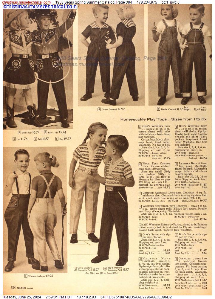1958 Sears Spring Summer Catalog, Page 394