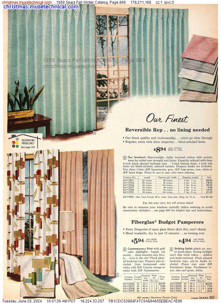 1959 Sears Fall Winter Catalog, Page 899