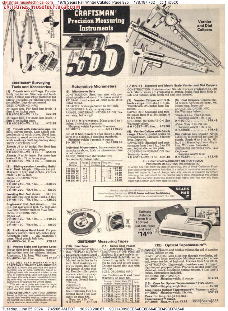 1978 Sears Fall Winter Catalog, Page 885