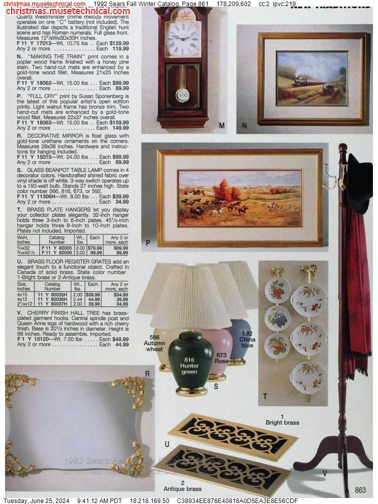 1992 Sears Fall Winter Catalog, Page 861