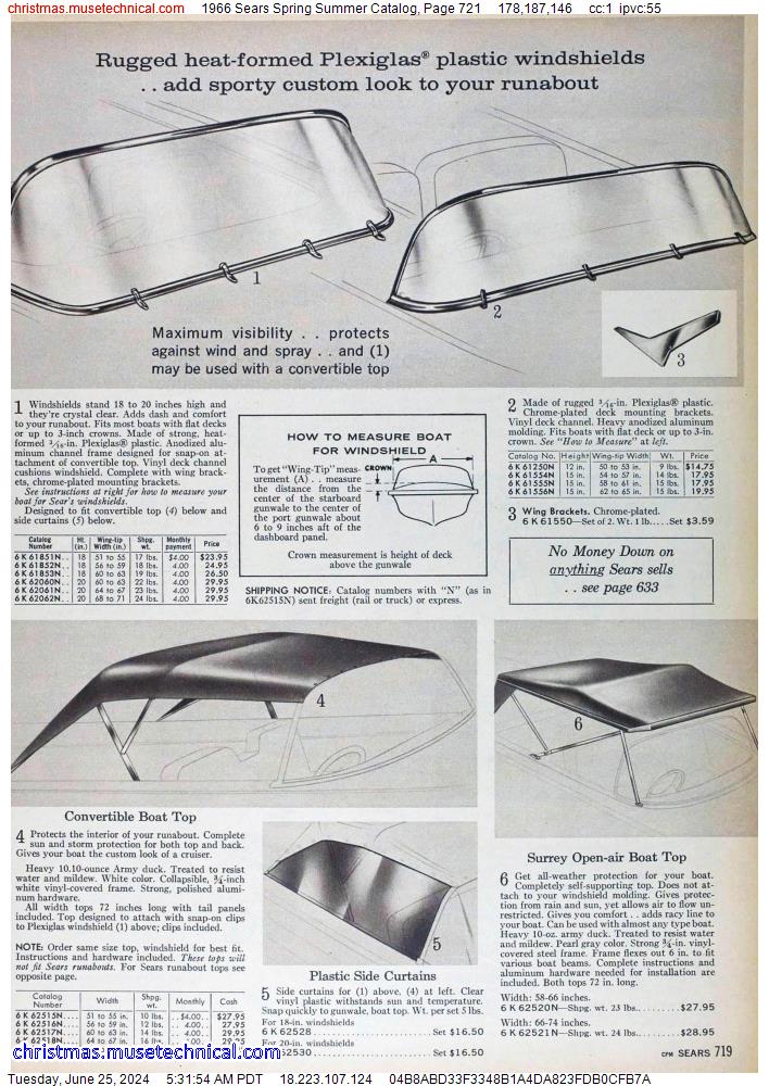 1966 Sears Spring Summer Catalog, Page 721
