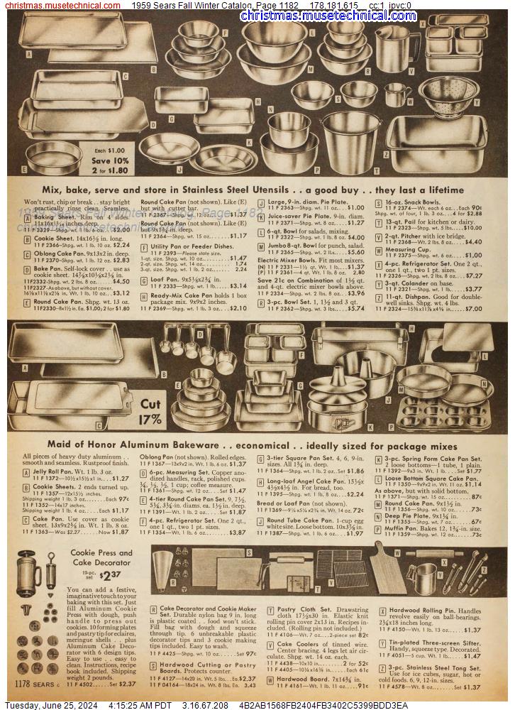 1959 Sears Fall Winter Catalog, Page 1182