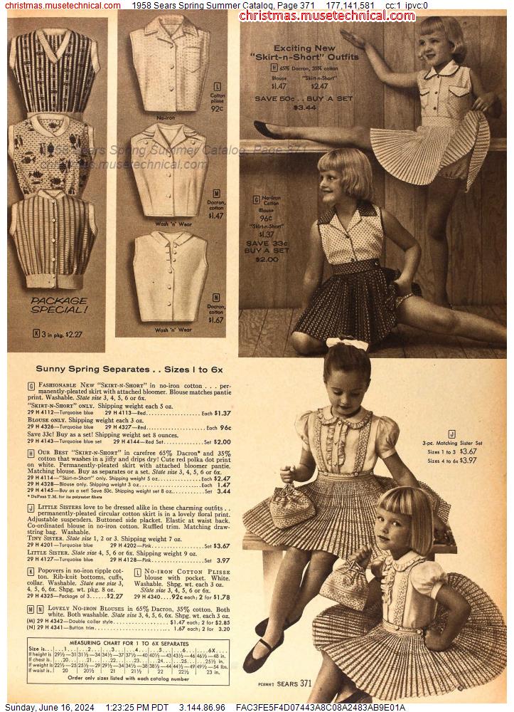 1958 Sears Spring Summer Catalog, Page 371