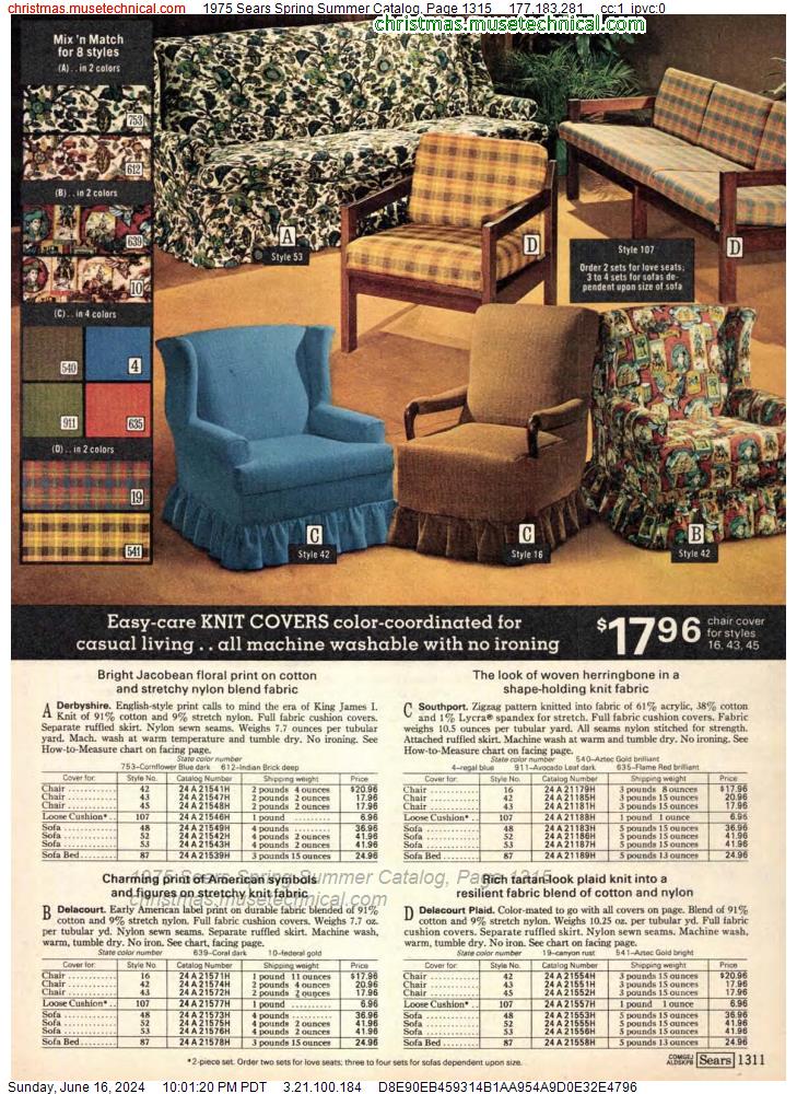 1975 Sears Spring Summer Catalog, Page 1315