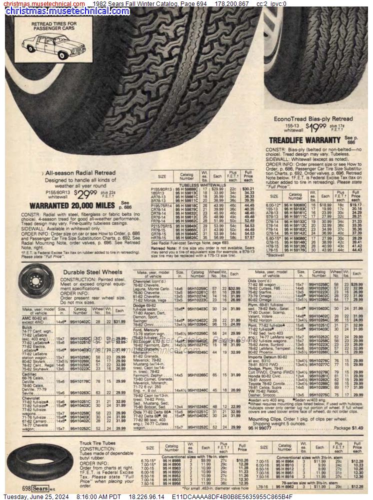 1982 Sears Fall Winter Catalog, Page 694