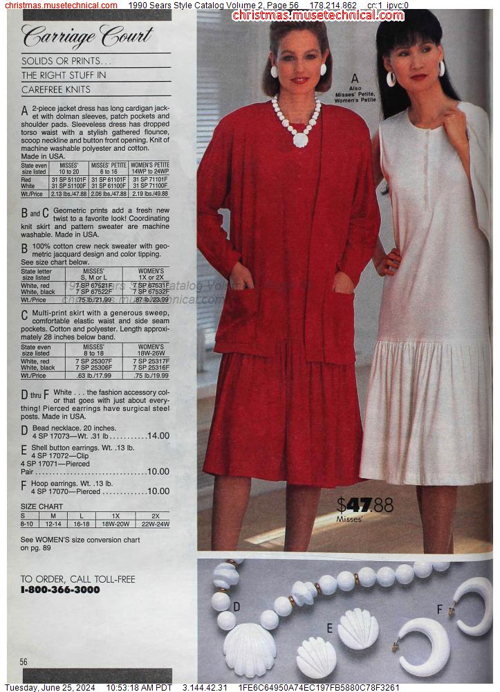 1990 Sears Style Catalog Volume 2, Page 56