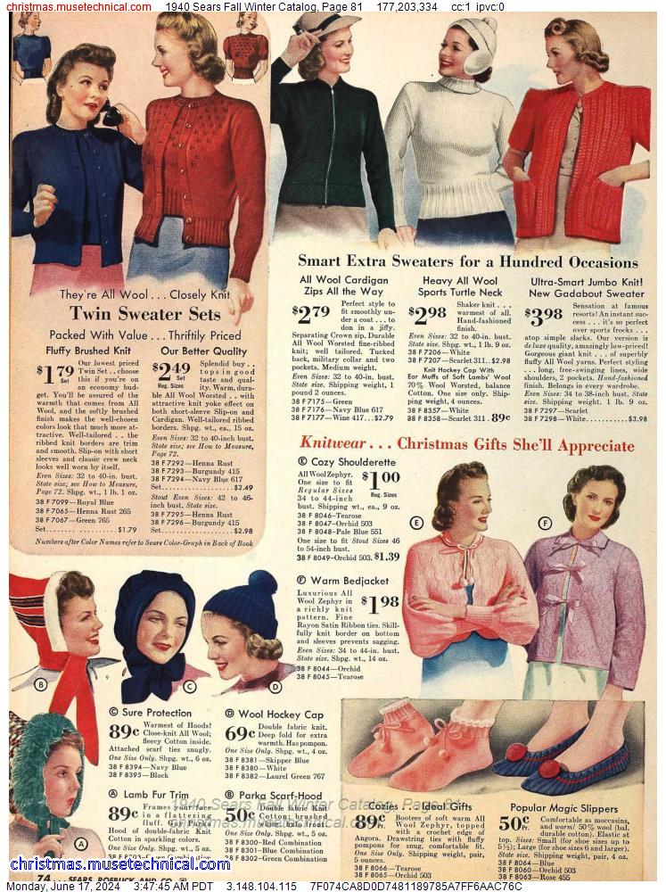 1940 Sears Fall Winter Catalog, Page 81
