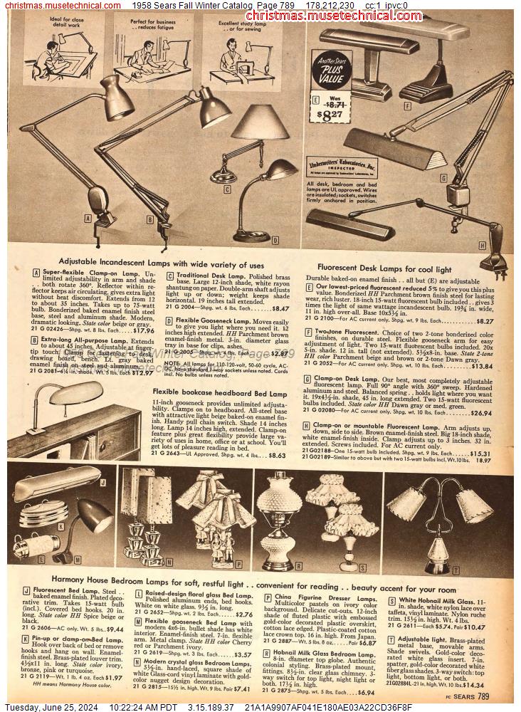 1958 Sears Fall Winter Catalog, Page 789