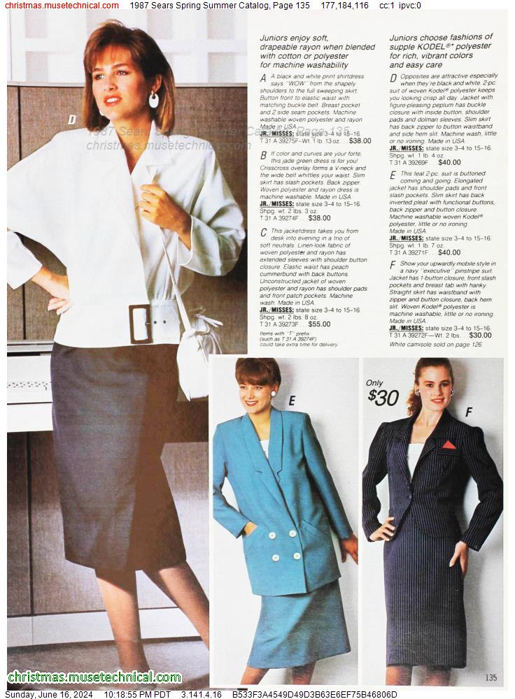 1987 Sears Spring Summer Catalog, Page 135