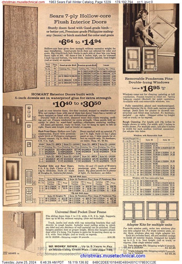 1963 Sears Fall Winter Catalog, Page 1229