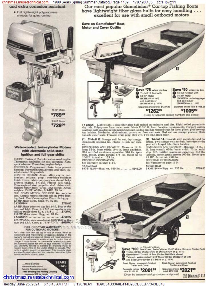 1980 Sears Spring Summer Catalog, Page 1109