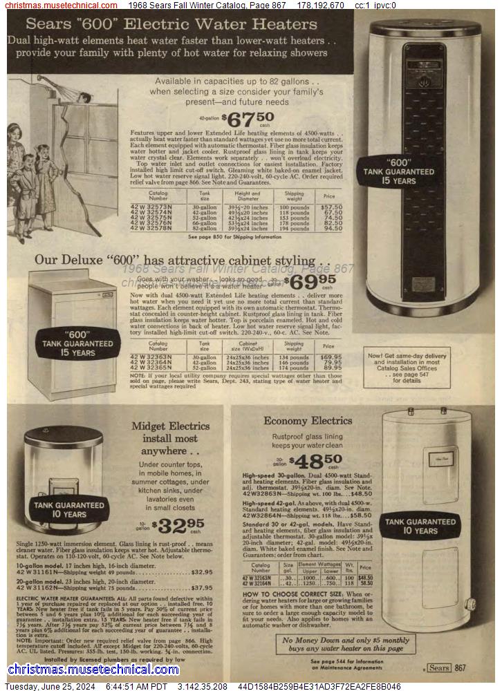 1968 Sears Fall Winter Catalog, Page 867