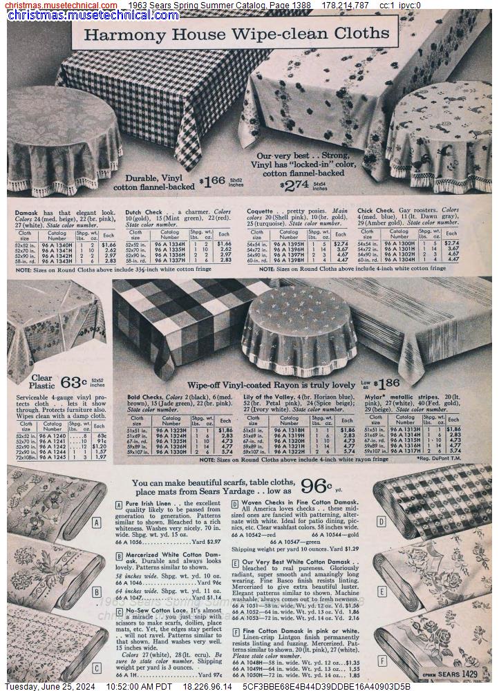 1963 Sears Spring Summer Catalog, Page 1388