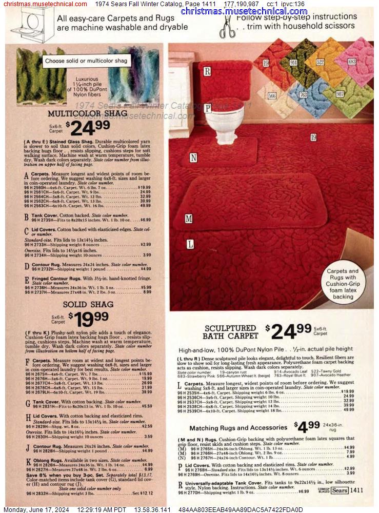 1974 Sears Fall Winter Catalog, Page 1411