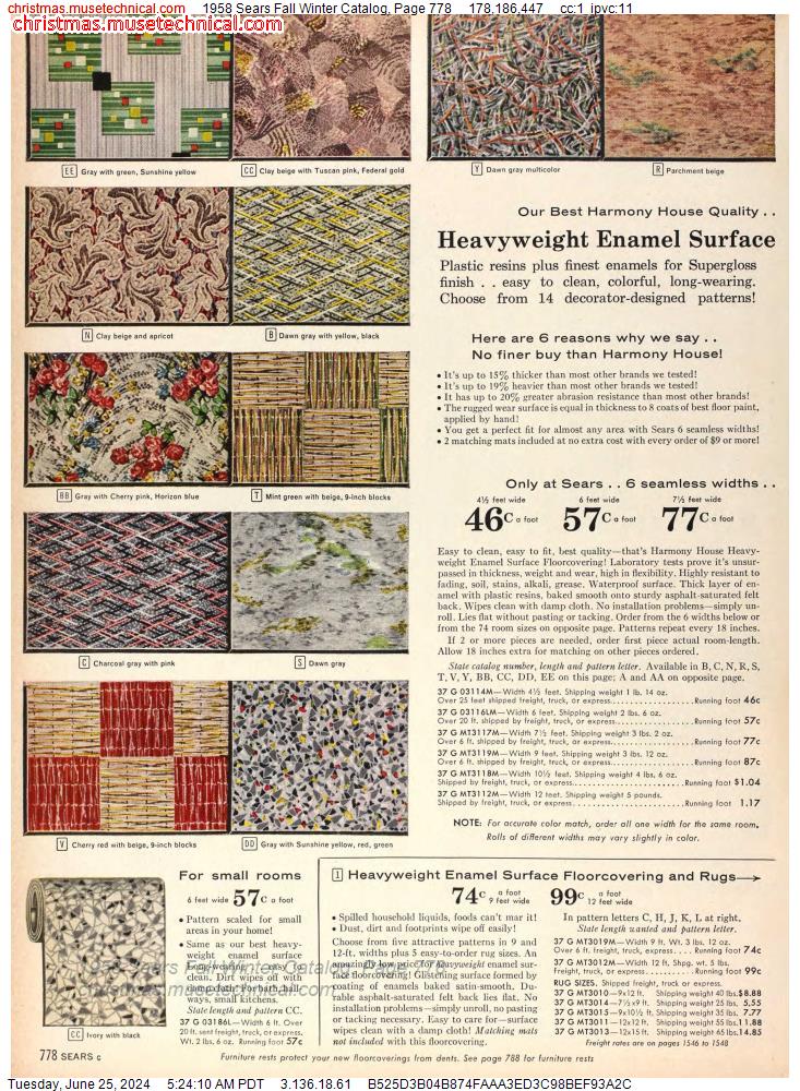 1958 Sears Fall Winter Catalog, Page 778