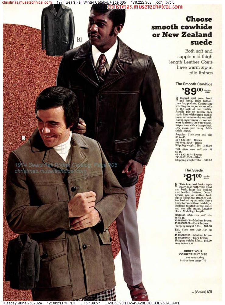 1974 Sears Fall Winter Catalog, Page 605