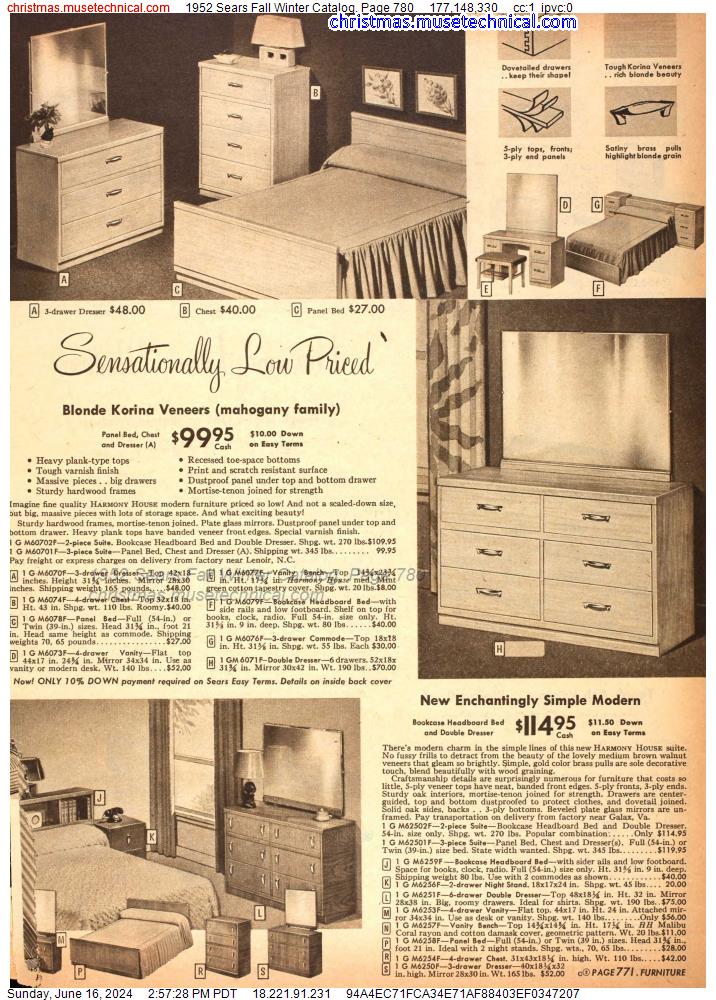 1952 Sears Fall Winter Catalog, Page 780