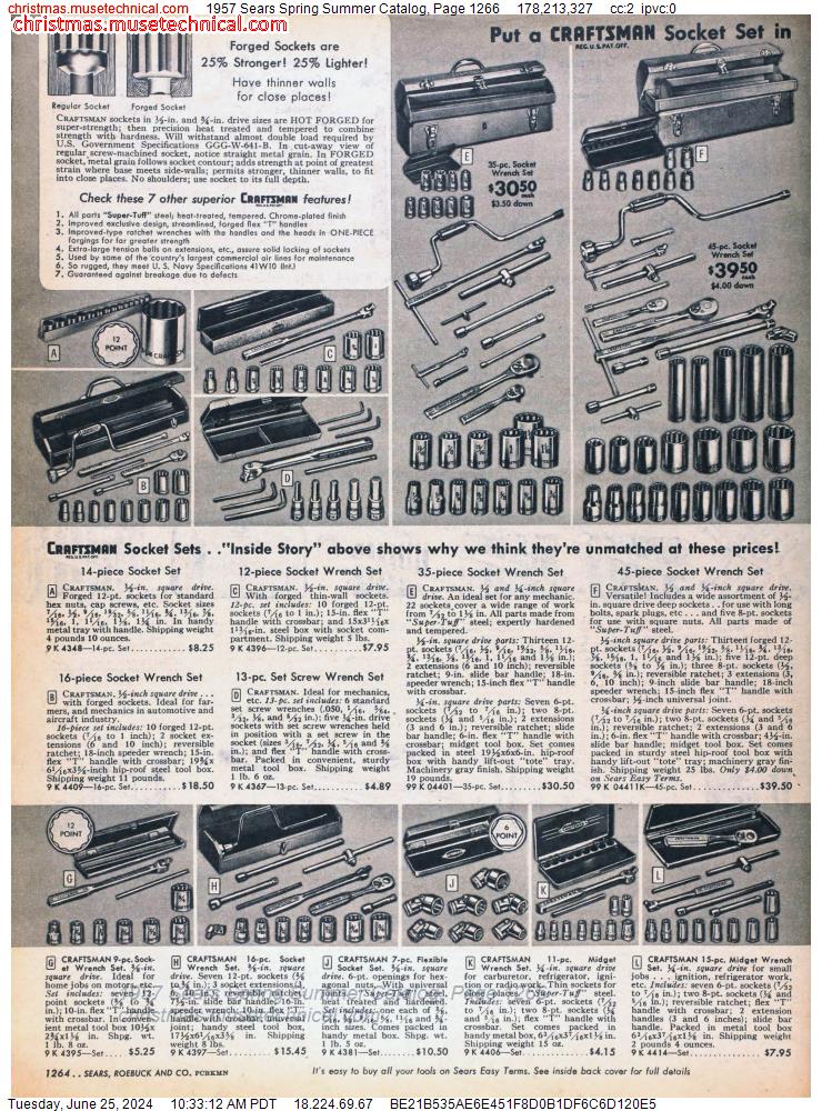 1957 Sears Spring Summer Catalog, Page 1266
