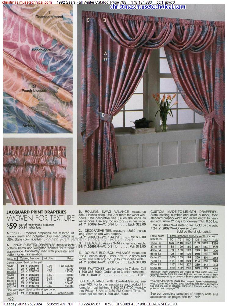 1992 Sears Fall Winter Catalog, Page 789