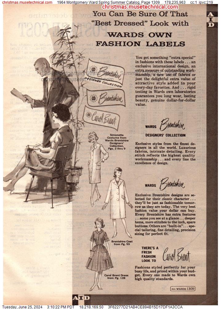 1964 Montgomery Ward Spring Summer Catalog, Page 1309