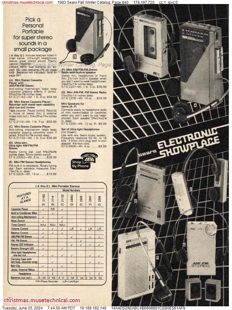 1983 Sears Fall Winter Catalog, Page 840