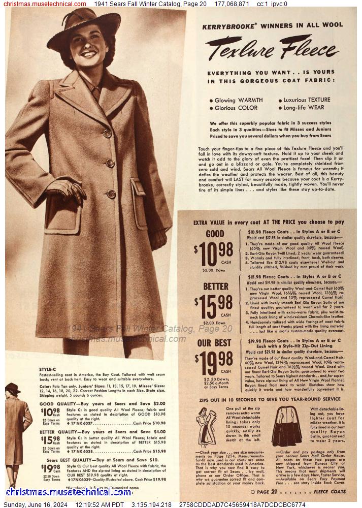1941 Sears Fall Winter Catalog, Page 20