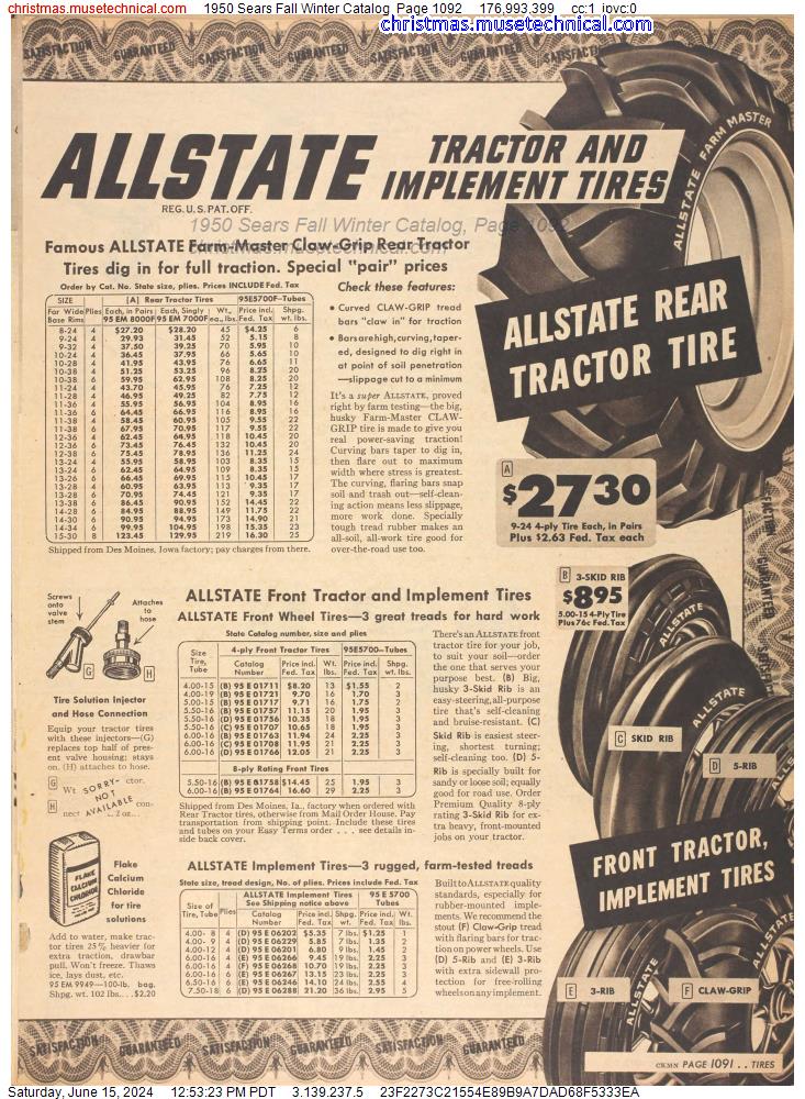 1950 Sears Fall Winter Catalog, Page 1092