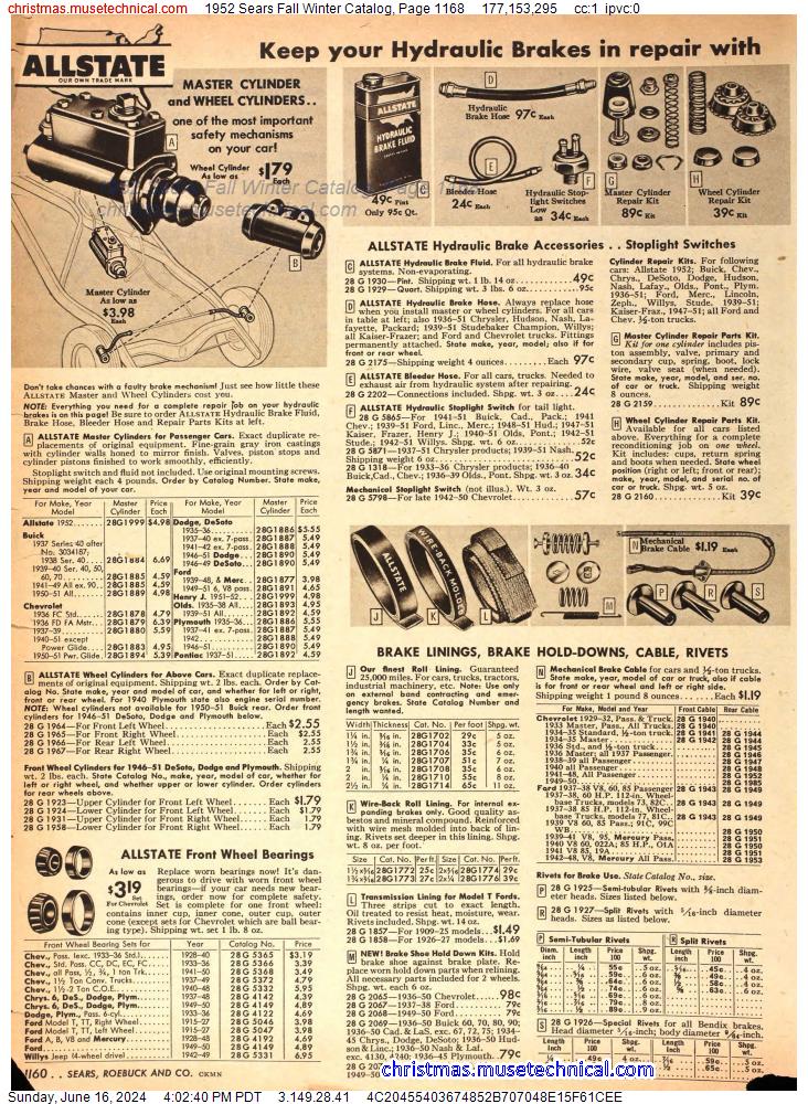 1952 Sears Fall Winter Catalog, Page 1168