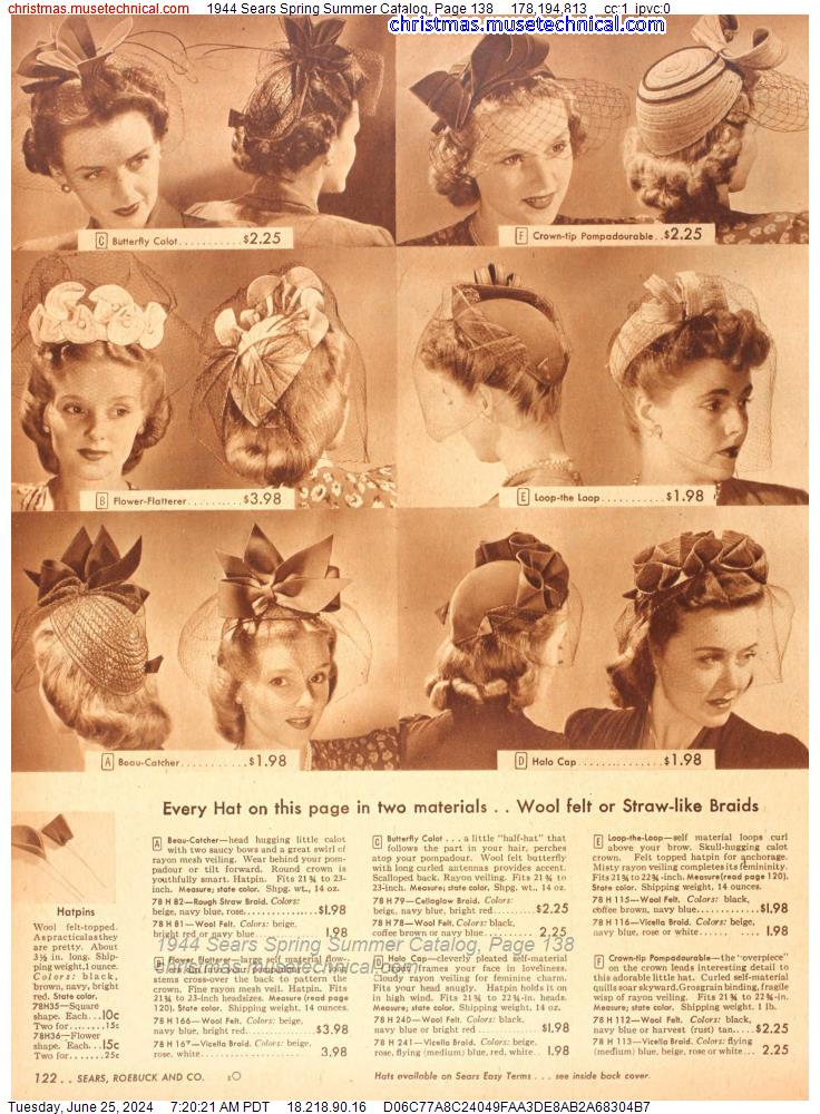 1944 Sears Spring Summer Catalog, Page 138