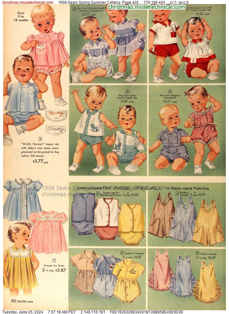 1958 Sears Spring Summer Catalog, Page 402