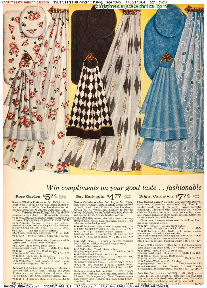 1961 Sears Fall Winter Catalog, Page 1345
