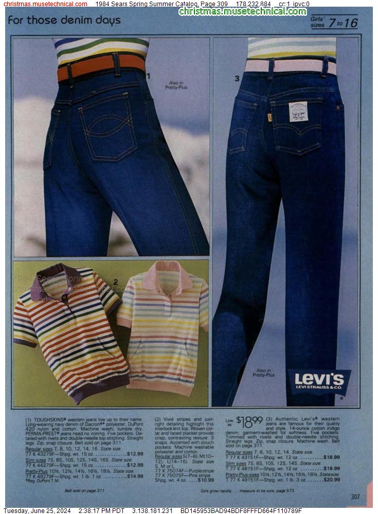 1984 Sears Spring Summer Catalog, Page 309