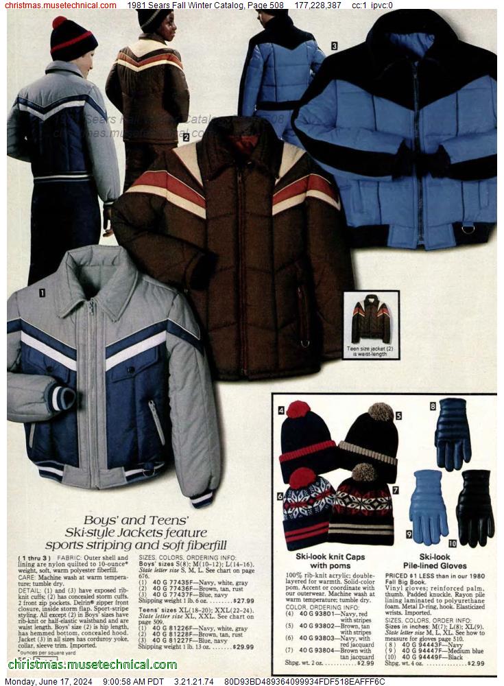 1981 Sears Fall Winter Catalog, Page 508