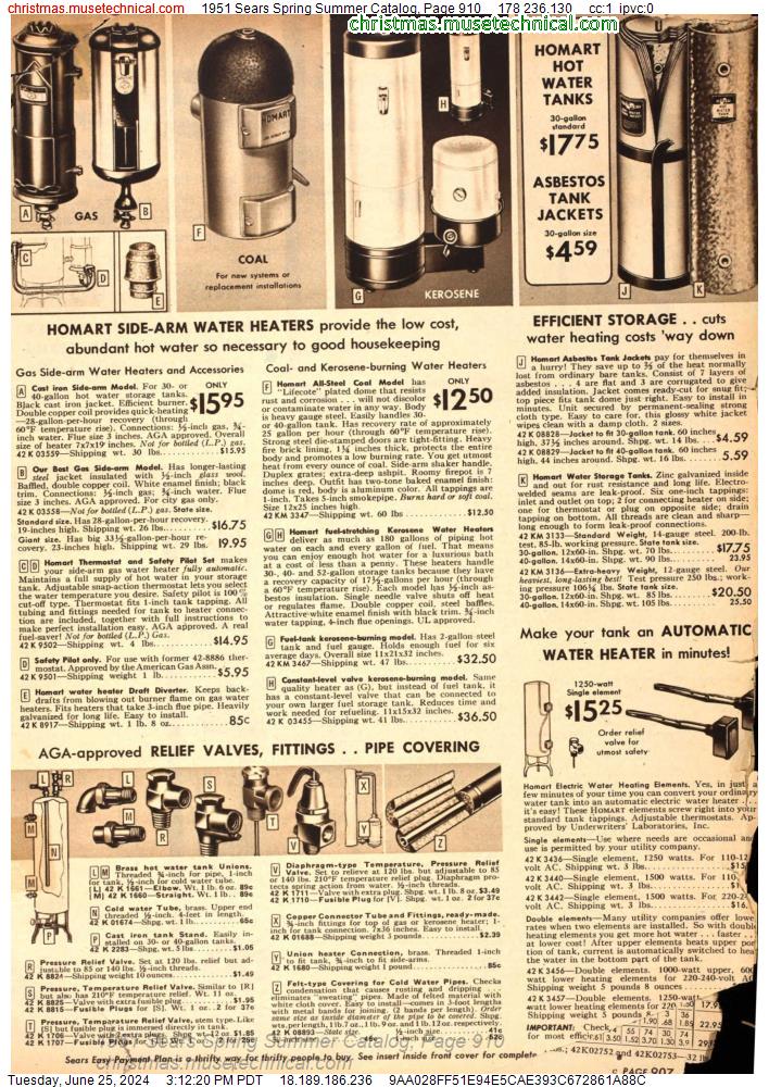 1951 Sears Spring Summer Catalog, Page 910